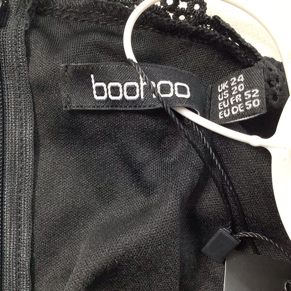 Boohoo Plus Lace Midi Dress US Size 22 Black Longsleeve Women Occasion Party New - Picture 8 of 13